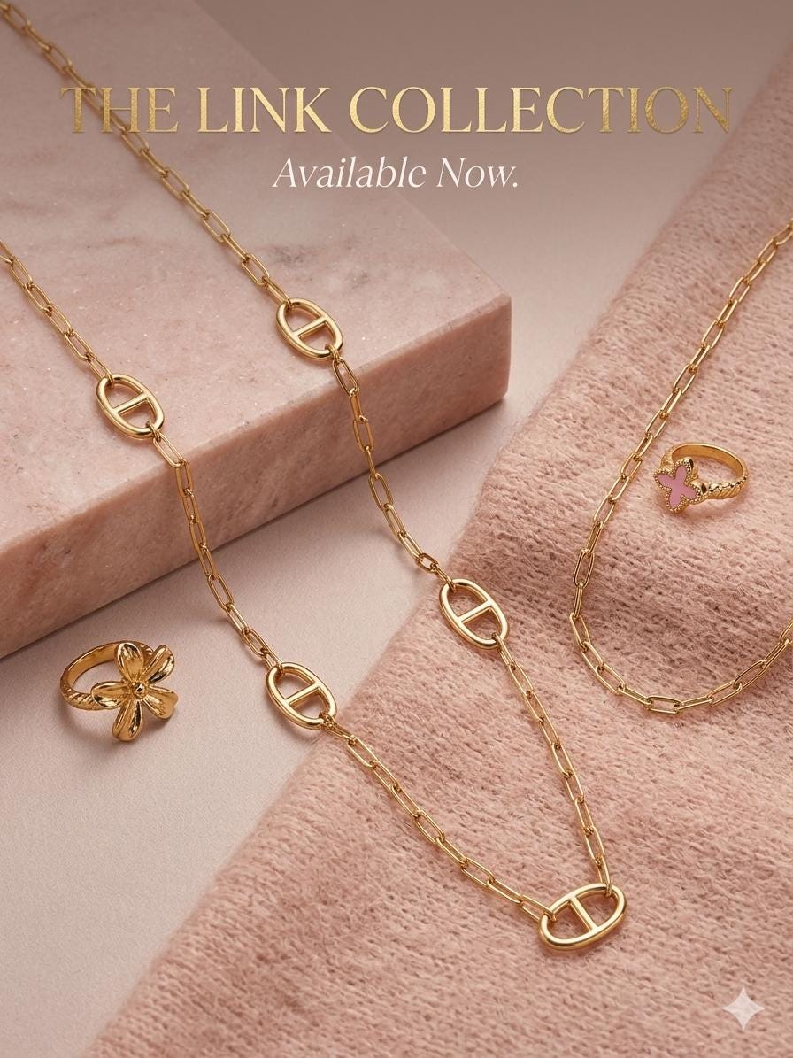 Elegant real 18k Gold plated oval motifs Vermeil Long Link Necklace