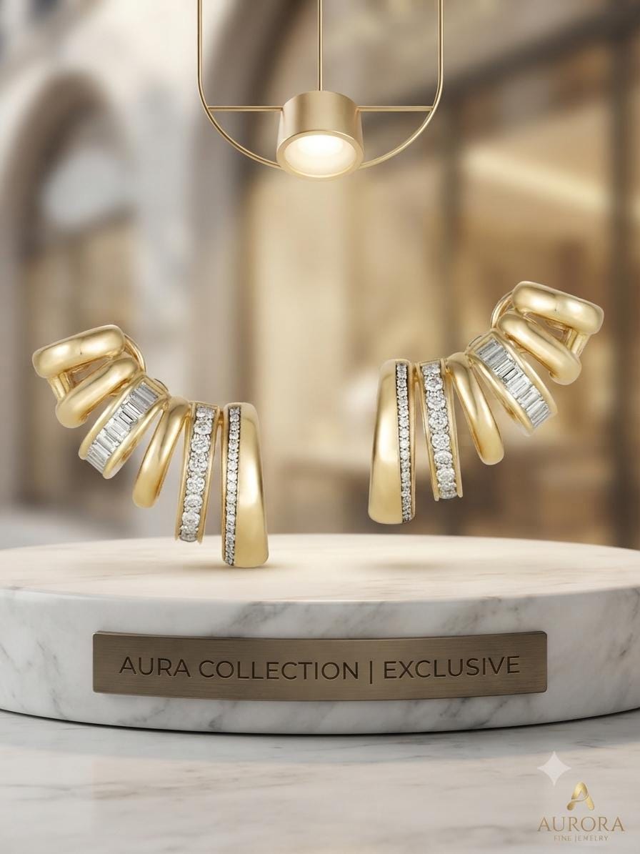 Claw climber inspired earrings, 6 piercing Illusion