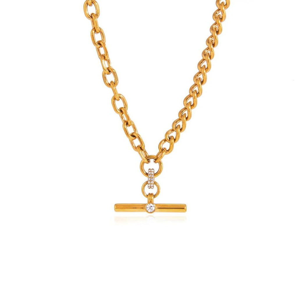 Anna Hathaway T bar inspired necklace with cubic zirconia