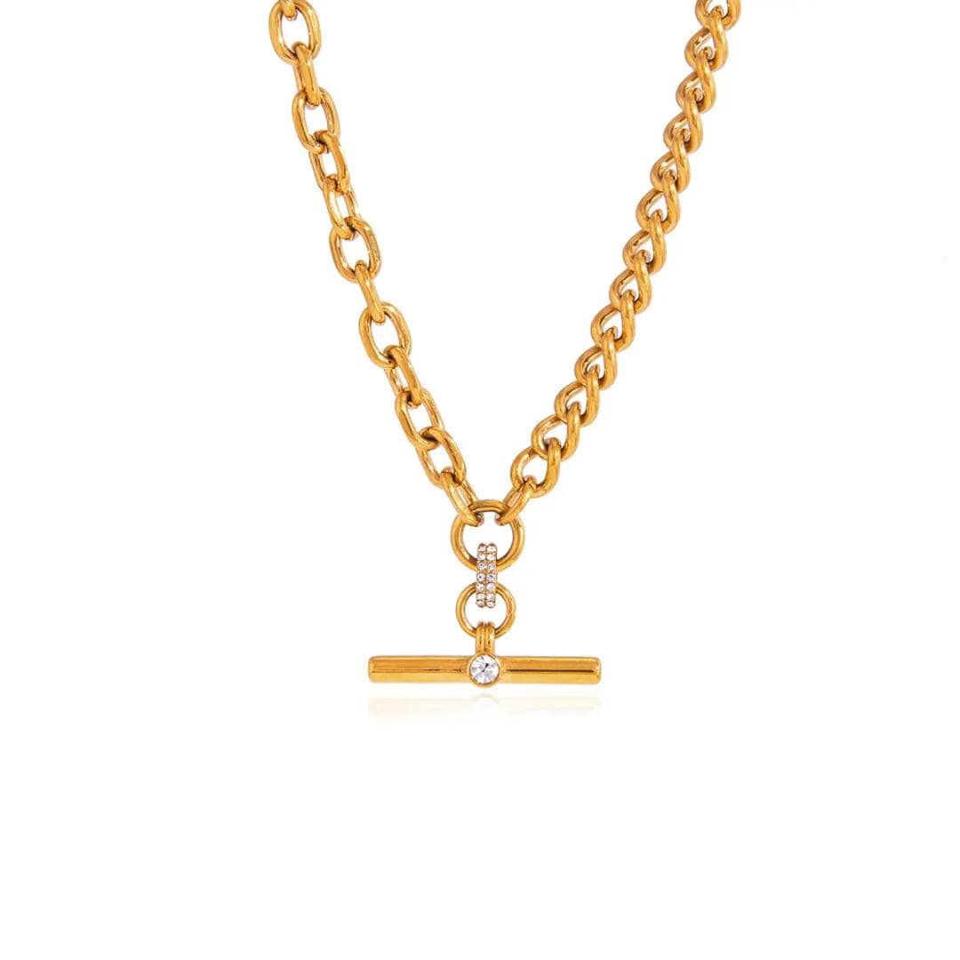 Anna Hathaway T bar inspired necklace with cubic zirconia