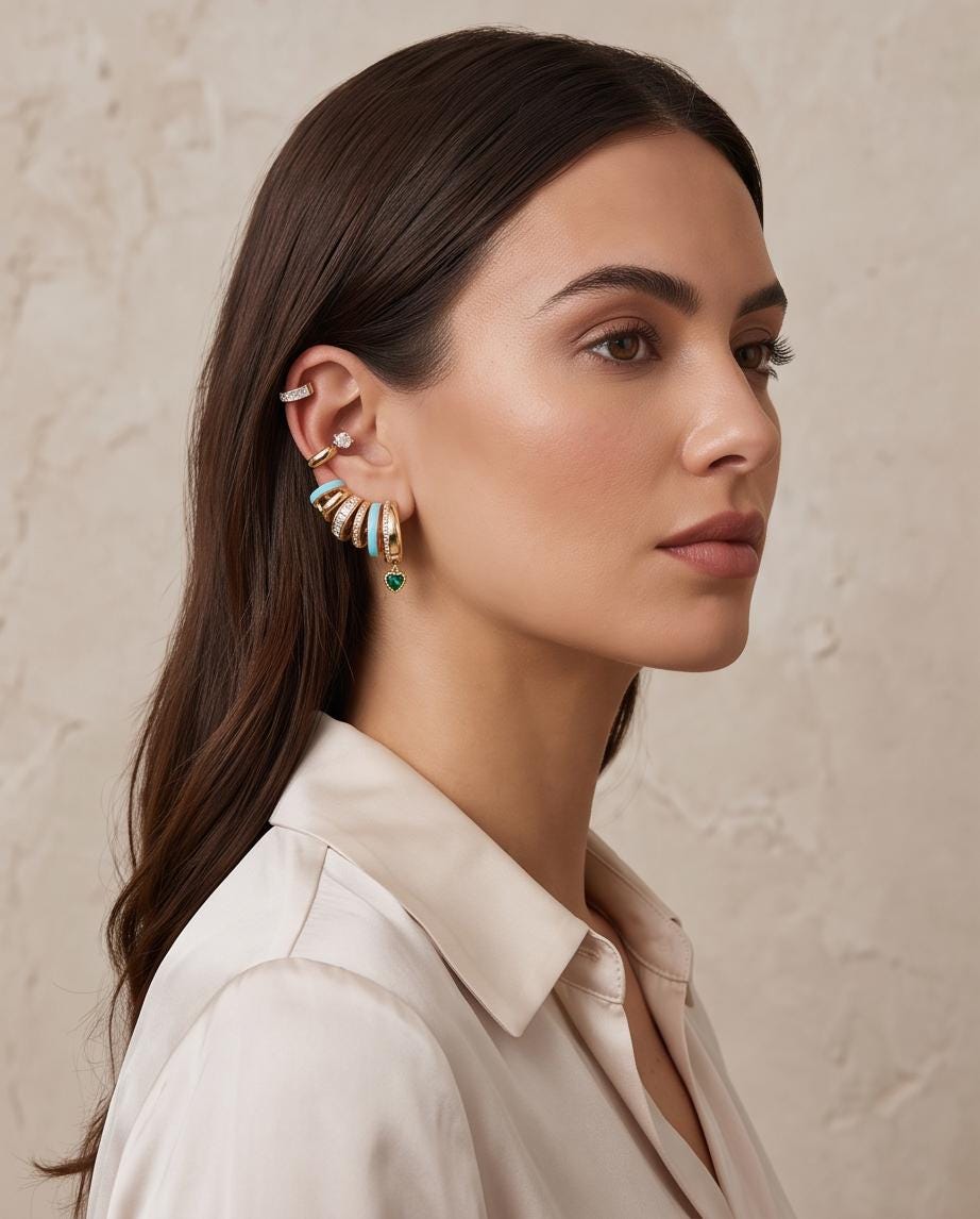 Claw climber earrings, 1 earrings 6 piercing Illusion