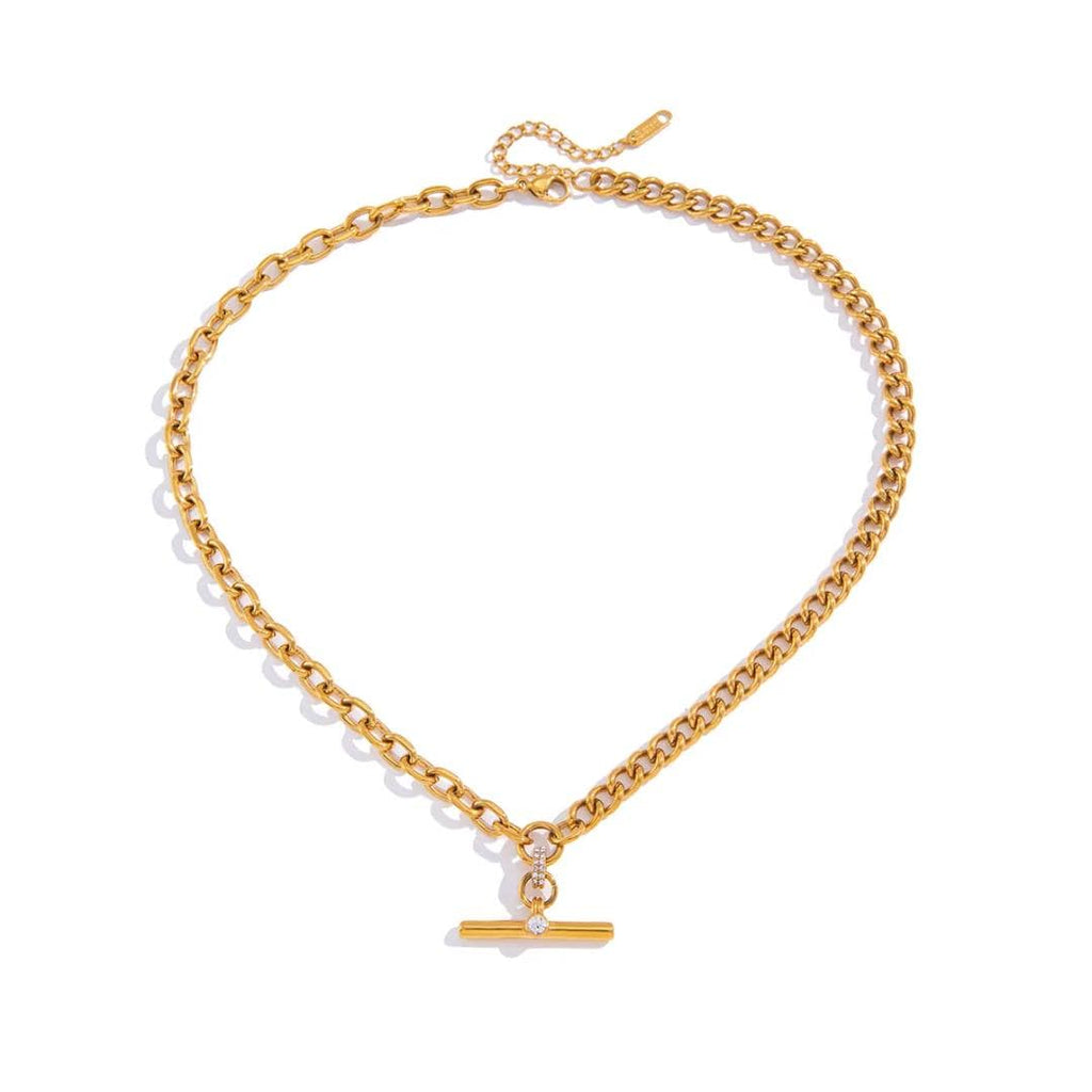 Anna Hathaway T bar inspired necklace with cubic zirconia