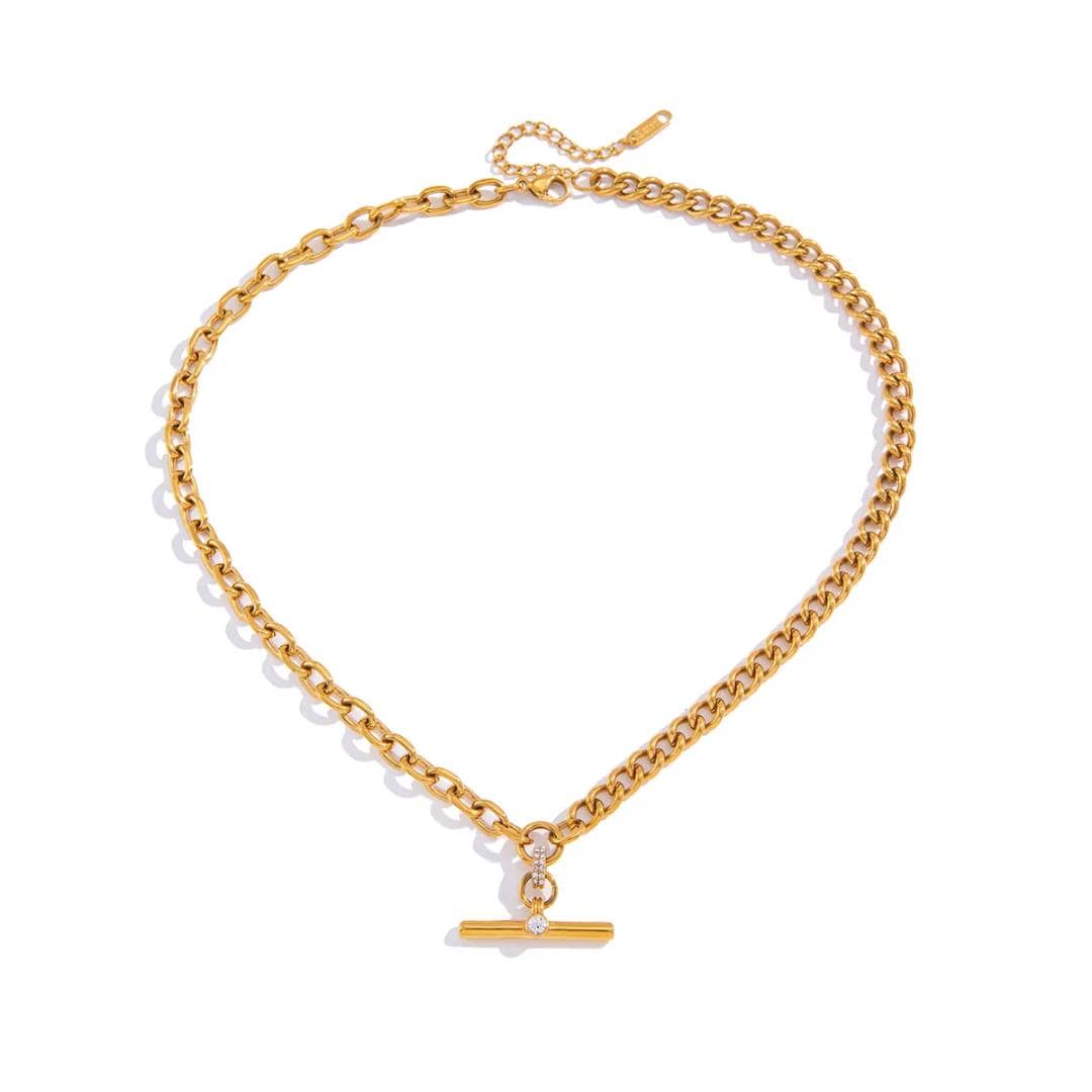 Anna Hathaway T bar inspired necklace with cubic zirconia