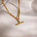 Anna Hathaway T bar inspired necklace with cubic zirconia