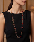 Burgandy 13mm 20 flower long chain necklace with stud earrings