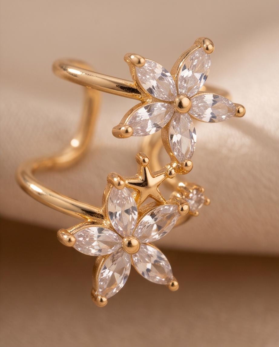 Flower Star non piercing earring Cuff 1 piece